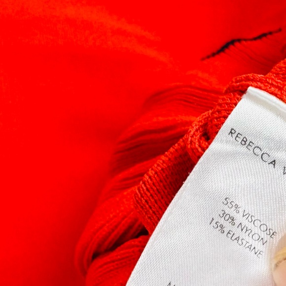 Revolve Rebecca Vallance Orange Ruffle Off Shoulder Ribbed Knit Mini Dress 4 - Picture 9 of 9